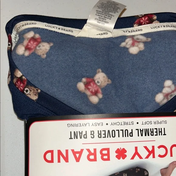 Lucky Brand Navy Bear Print Thermal Set - Picture 4 of 5